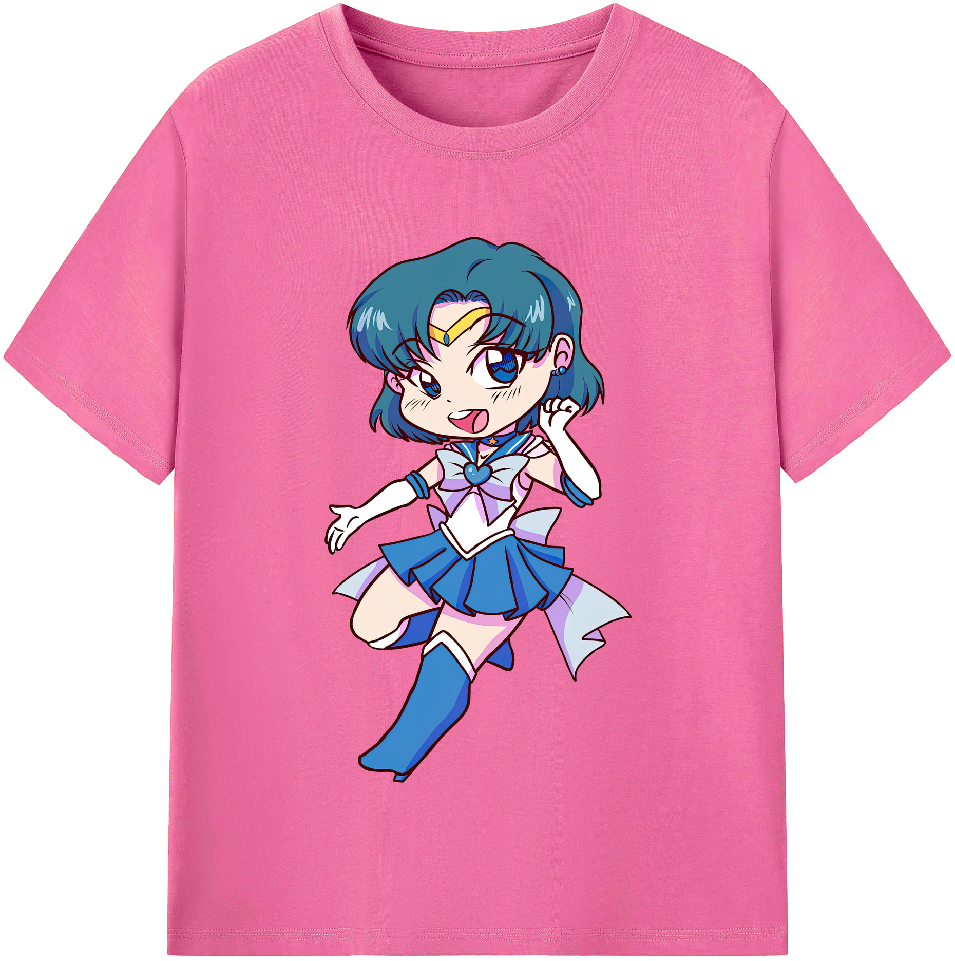 （画像用） 美少女戦士セーラームーン 水野 亜美 みずの あみ Sailor Moon Mizuno Ami レディースカジュアルプリントTシャツ（綿100％）